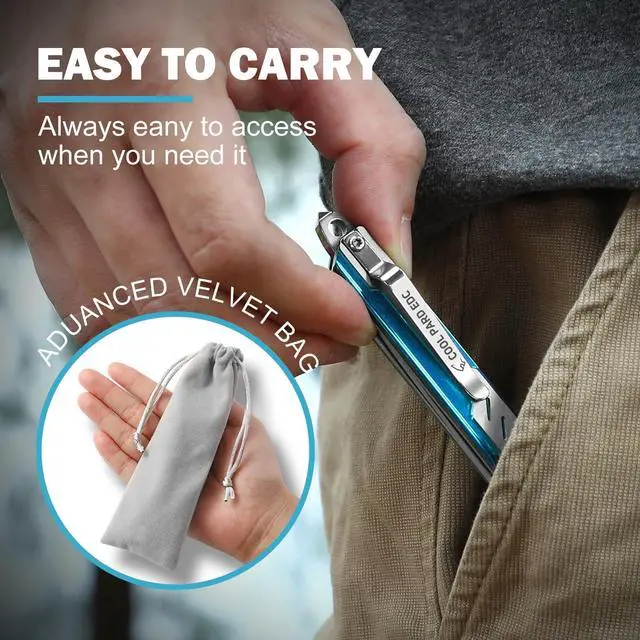 Alt view image 5 of 7 - Pocket Folding Knife, Small Folding Knife with 3.14" 7CR13Mov Steel Tanto Blade, EDC Knife with Clip, Window Breaker and Liner Lock, Sharp Camping Survival Hiking Knife