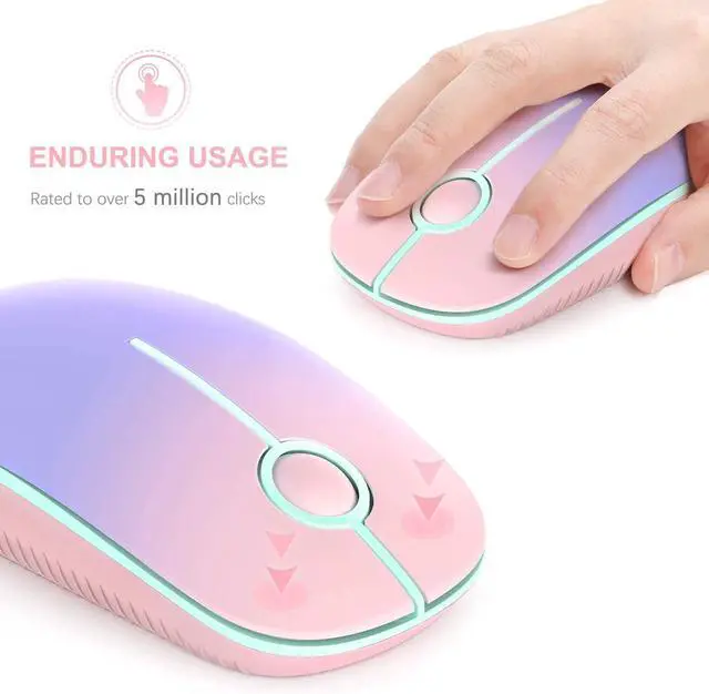 Alt view image 4 of 6 - Wireless Mouse, 2.4G Slim Portable Computer Mice with Nano Receiver Quiet Silent Optical Laptop Mouse for Notebook, PC, Laptop, Computer-Pink to Purple