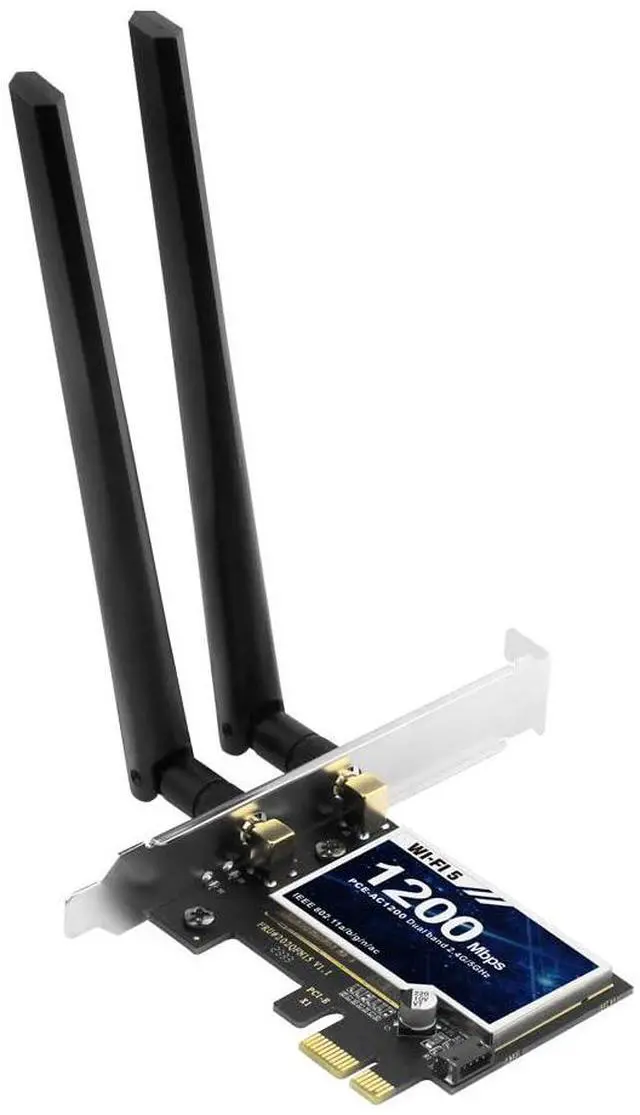 Main image of AC1200 PCIe WiFi Card for Desktop PC, Dual Band Wireless Adapter with Bluetooth 5.1, 867Mbps 5GHz and 300Mbps 2.4GHz, 2 High Gain Antennas, Low Profile, Supports Windows 7/10/11