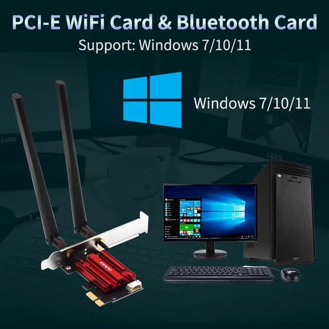 Alt view image 3 of 7 - AC1200 PCIe WiFi Card for Desktop PC with Bluetooth Dual Band Wireless Network Card, 2.4GHz and 5GHz, High Gain Antennas, Supports Windows 10/11 for Gaming and Streaming
