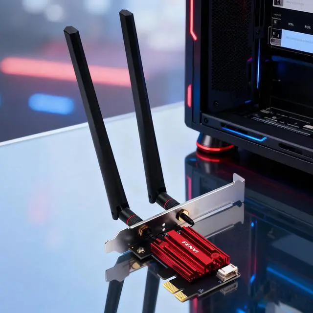 Alt view image 6 of 7 - AC1200 PCIe WiFi Card for Desktop PC with Bluetooth Dual Band Wireless Network Card, 2.4GHz and 5GHz, High Gain Antennas, Supports Windows 10/11 for Gaming and Streaming