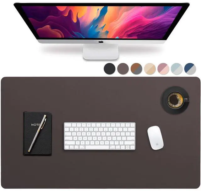 Main image of Leather Desk Mat Large 36" x 20", Desk Protector Mat, PU Leather Desk Pad, Large Mouse Pad, Desk Blotter, Desk Pads on Top of Desks, Desk Matt for Desktop, Office Desk Mat (Dark Brown)