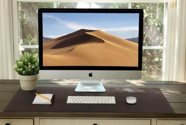 Alt view image 6 of 6 - Leather Desk Mat Large 36" x 20", Desk Protector Mat, PU Leather Desk Pad, Large Mouse Pad, Desk Blotter, Desk Pads on Top of Desks, Desk Matt for Desktop, Office Desk Mat (Dark Brown)