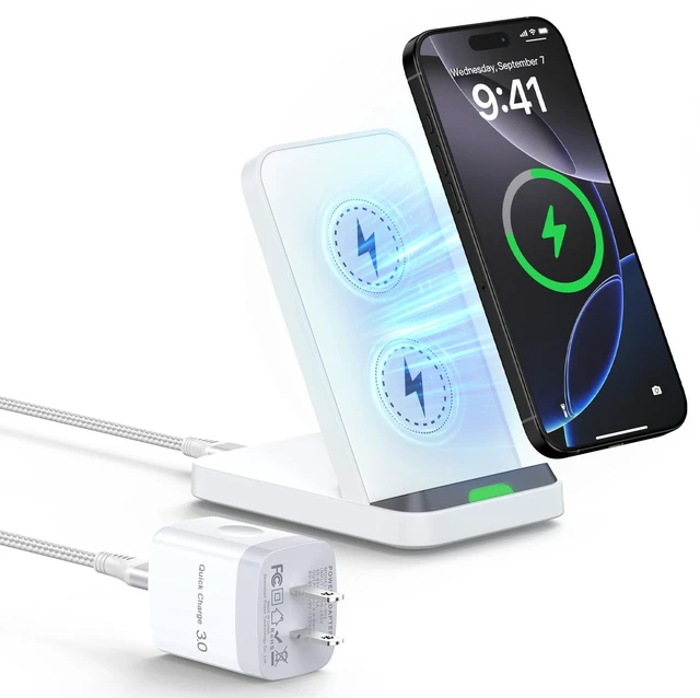 Main image of Fast Wireless Charging Station Android Phone Wireless Charger Stand Desk | For Google Pixel 11/10a/10/9a/9/9 Pro/9 Pro XL/Fold/8a/8 Pro Samsung Galaxy S26/S25 Ultra iPhone 17e 16e with QC3.0 Adapter