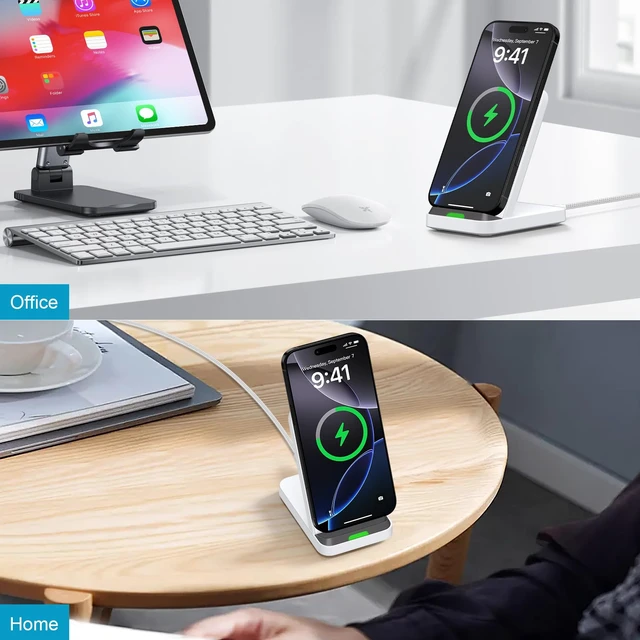 Alt view image 7 of 7 - Fast Wireless Charging Station Android Phone Wireless Charger Stand Desk | For Google Pixel 11/10a/10/9a/9/9 Pro/9 Pro XL/Fold/8a/8 Pro Samsung Galaxy S26/S25 Ultra iPhone 17e 16e with QC3.0 Adapter