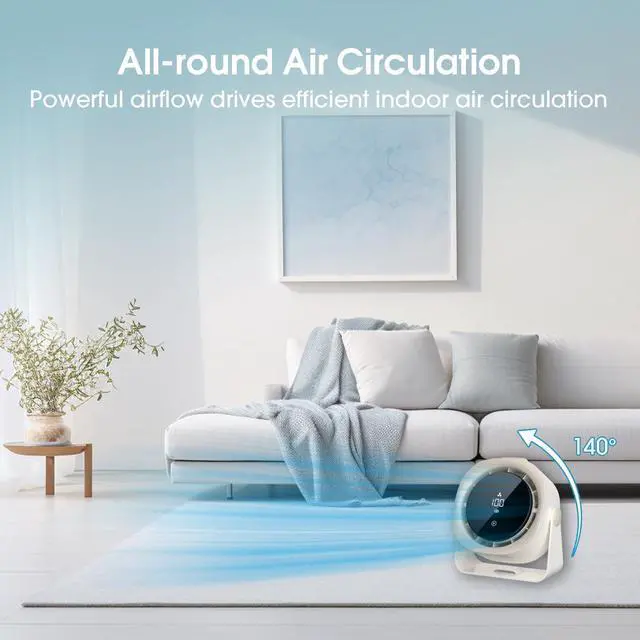 Alt view image 2 of 3 - Portable Desk Fan with Smart LED Display, 4000mAh Rechargeable Battery Operated Fan, 140° Tilt, Wall Mount Fan For Home Office Travel