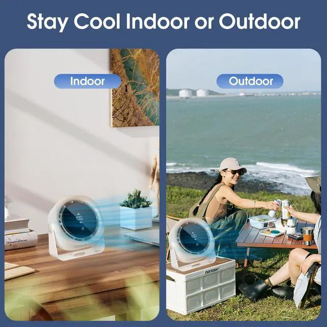 Alt view image 3 of 3 - Portable Desk Fan with Smart LED Display, 4000mAh Rechargeable Battery Operated Fan, 140° Tilt, Wall Mount Fan For Home Office Travel