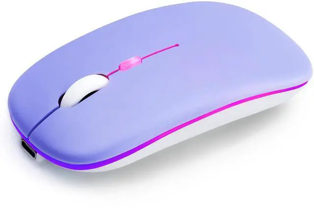 Main image of Wireless Bluetooth Mouse Rechargeable Long Lasting Dual Mode - BT 5.2 & 2.4G Silent RGB LED Mice, Slim Portable Ergonomic Mouse for Laptop/PC/Tablet/MacBook/iPad/Apple Devices(Purple)