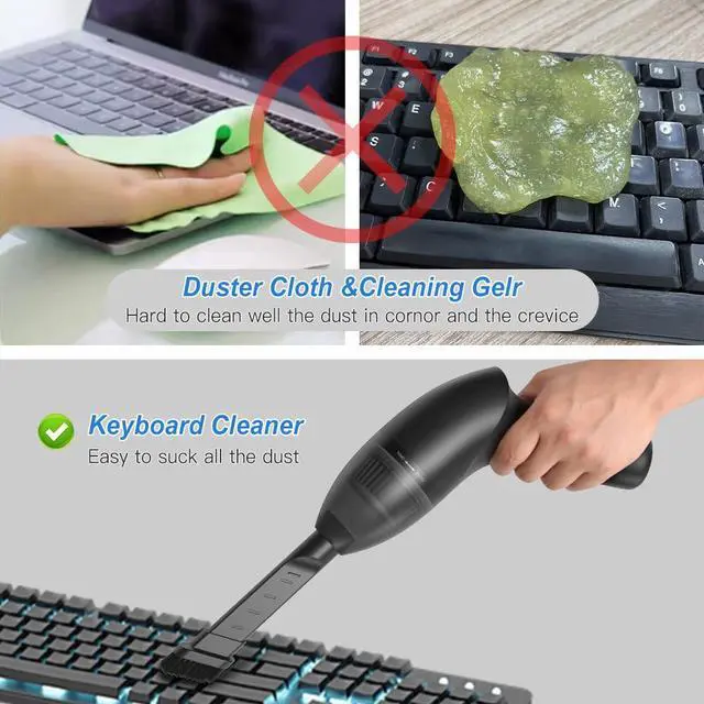 Alt view image 2 of 7 - 4.3Kpa Keyboard Vacuum Cleaner Portable Computer Vacuum Handheld Vacuum Cleaner Cordless Dust Cleaner for Car Sewing Machine Pet Hairs Crumbs Laptop Desktop Piano
