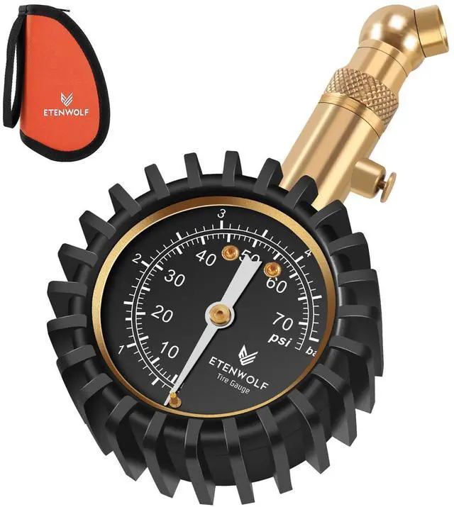 Main image of Tire Pressure Gauge for Cars 0-75 PSI, Air Pressure Gauge with Large Glow Dial, Calibrated to ANSI B40.1 Grade A(Plus-Minus 1%), Tire Gauge for Tire Pressure Car Accessories (Black)