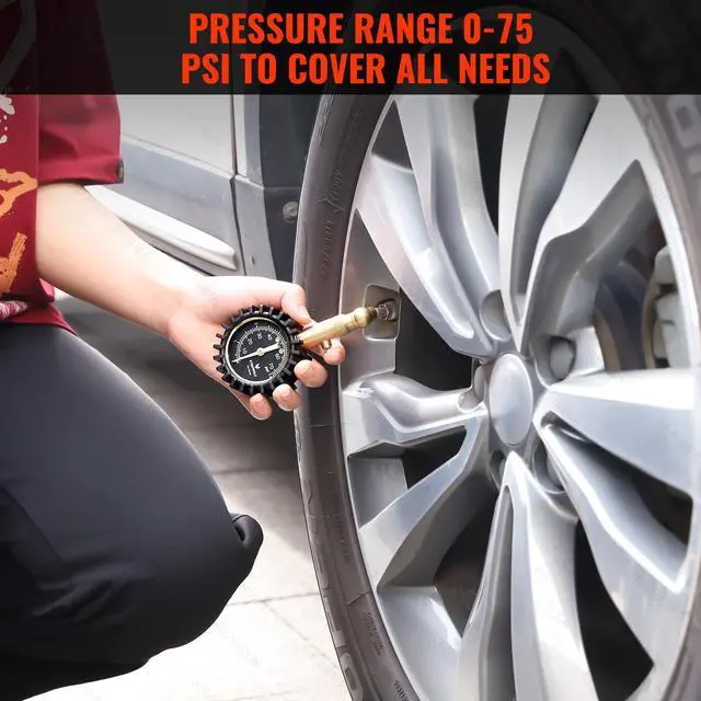 Alt view image 4 of 7 - Tire Pressure Gauge for Cars 0-75 PSI, Air Pressure Gauge with Large Glow Dial, Calibrated to ANSI B40.1 Grade A(Plus-Minus 1%), Tire Gauge for Tire Pressure Car Accessories (Black)
