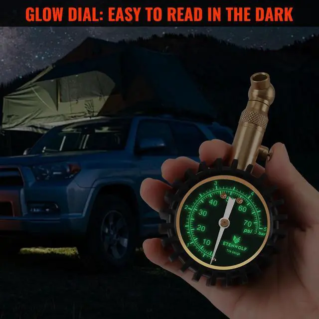 Alt view image 6 of 7 - Tire Pressure Gauge for Cars 0-75 PSI, Air Pressure Gauge with Large Glow Dial, Calibrated to ANSI B40.1 Grade A(Plus-Minus 1%), Tire Gauge for Tire Pressure Car Accessories (Black)