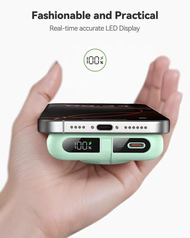 Alt view image 7 of 7 - Magnetic Portable Charger for iPhone and Apple Watch, 10000mAh Wireless Power Bank PD 20W USB-C Fast Charging Battery Pack with Stand for iPhone 17/16/15/14/13/12 Pro MaxAiriWatch 11-1/SE/Ultra 3-1