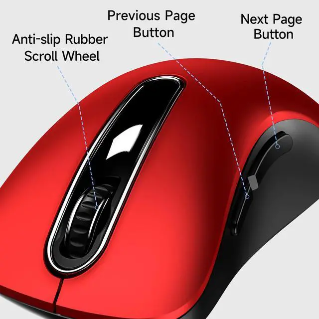 Alt view image 3 of 7 - Wired Mouse, USB Computer Mouse 1400 DPI Mobile Optical Mouse Ergonomic Design Computer Mice with 5FT Cord for Laptop, PC, Desktop, MacBook, 5 Buttons (Pomegranate Red)