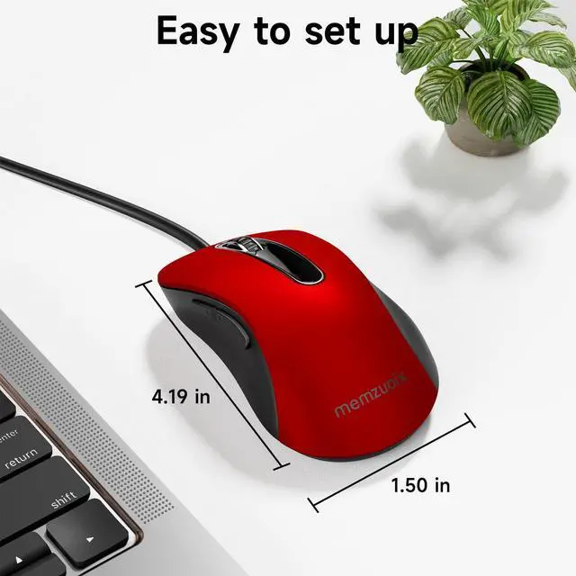 Alt view image 6 of 7 - Wired Mouse, USB Computer Mouse 1400 DPI Mobile Optical Mouse Ergonomic Design Computer Mice with 5FT Cord for Laptop, PC, Desktop, MacBook, 5 Buttons (Pomegranate Red)