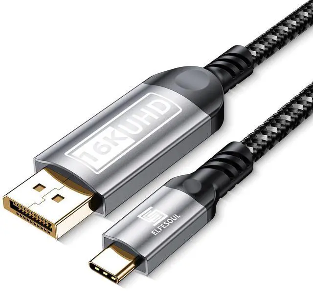 Main image of USB-C to DisplayPort Cable 6.6ft (16K@60Hz 8K@120Hz), 80Gbps USB C to DP 2.1 Cord Thunderbolt 3/4/5 Compatible with MacBook Pro/Air, for iPhone 17 Pro Max, for iPad Pro, for iMac, for XPS.
