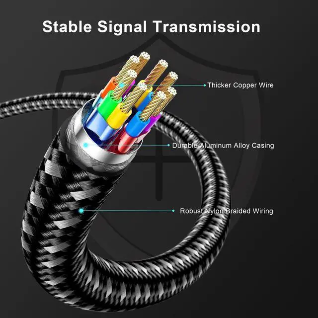 Alt view image 6 of 7 - USB-C to DisplayPort Cable 6.6ft (16K@60Hz 8K@120Hz), 80Gbps USB C to DP 2.1 Cord Thunderbolt 3/4/5 Compatible with MacBook Pro/Air, for iPhone 17 Pro Max, for iPad Pro, for iMac, for XPS.