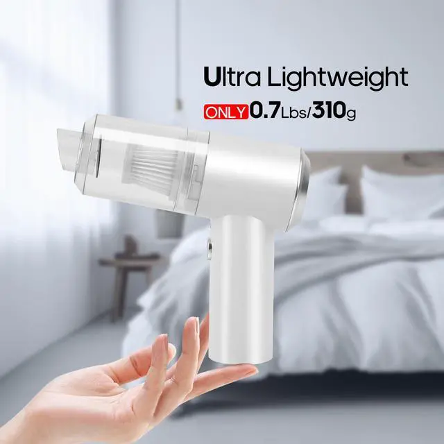 Alt view image 3 of 7 - Mini Car Vacuum Cleaner(4500 pa) Portable Cordless Rechargeable,Tiny Handheld Vacuum, Computer Hand Vacuum for Keyboard and Laptop, Mini Hand Held Vac for Car and Home /V01/White