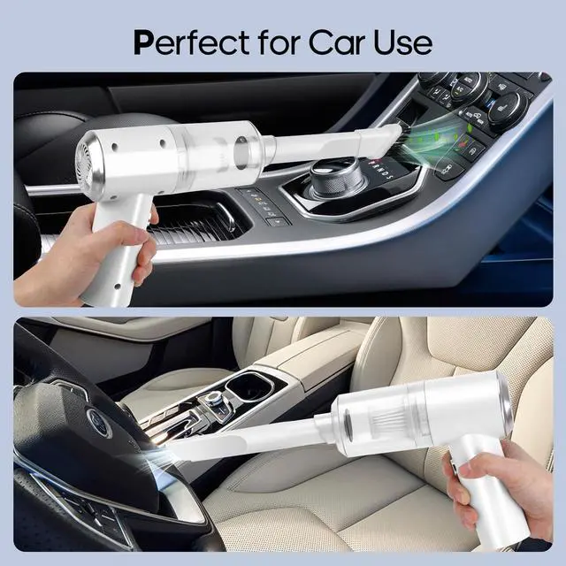 Alt view image 7 of 7 - Mini Car Vacuum Cleaner(4500 pa) Portable Cordless Rechargeable,Tiny Handheld Vacuum, Computer Hand Vacuum for Keyboard and Laptop, Mini Hand Held Vac for Car and Home /V01/White