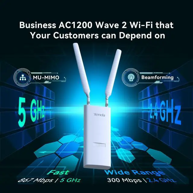 Alt view image 2 of 7 - AC1200 Dual-Band Outdoor Wi-Fi Access Point (OAP1200), MU-MIMO, IP65 Waterproof, PoE Powered, Ideal for Backyard and Garage