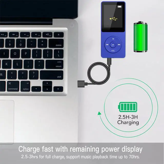 Alt view image 5 of 7 - A02PL 64GB MP3 Player, 70 Hours Playback Lossless Sound Music Player, Supports up to 128GB(Deep Blue)