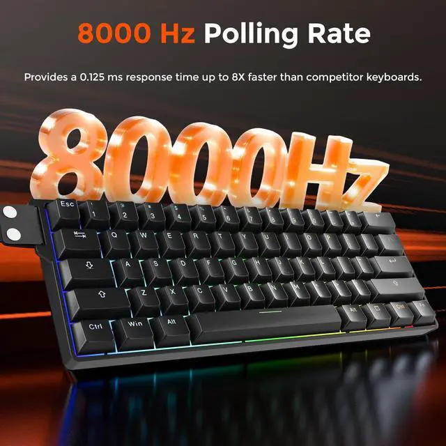 Alt view image 4 of 7 - EK60 HE Rapid Trigger Gaming Keyboard Wired, 0.01mm RT Accuracy Adjustable, Hall Effect Magnetic Switch Hot Swappable, SOCD, 8000Hz Polling, RGB Backlit, 60% Compact Design for Laptop/PC
