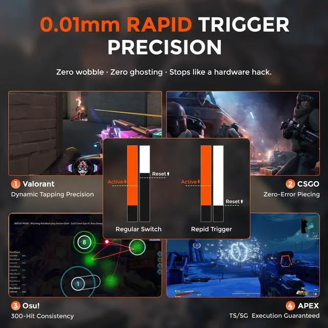 Alt view image 5 of 7 - EK60 HE Rapid Trigger Gaming Keyboard Wired, 0.01mm RT Accuracy Adjustable, Hall Effect Magnetic Switch Hot Swappable, SOCD, 8000Hz Polling, RGB Backlit, 60% Compact Design for Laptop/PC