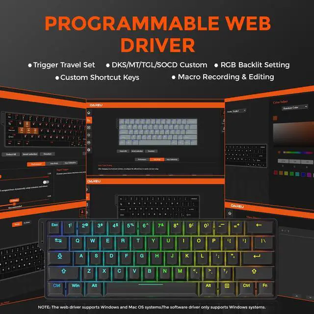 Alt view image 7 of 7 - EK60 HE Rapid Trigger Gaming Keyboard Wired, 0.01mm RT Accuracy Adjustable, Hall Effect Magnetic Switch Hot Swappable, SOCD, 8000Hz Polling, RGB Backlit, 60% Compact Design for Laptop/PC