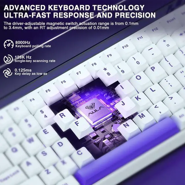 Alt view image 4 of 7 - Hero 84 HE - 75% Mechanical Gaming Keyboard Wired, Magnetic Switches Hot Swappable Hall Effect Keyboard, Rapid Trigger Mode 8000Hz Polling Rate, RGB Neon Light Box, Gamers Keyboards for PC/Mac