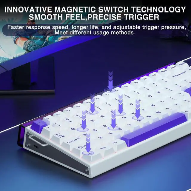 Alt view image 6 of 7 - Hero 84 HE - 75% Mechanical Gaming Keyboard Wired, Magnetic Switches Hot Swappable Hall Effect Keyboard, Rapid Trigger Mode 8000Hz Polling Rate, RGB Neon Light Box, Gamers Keyboards for PC/Mac