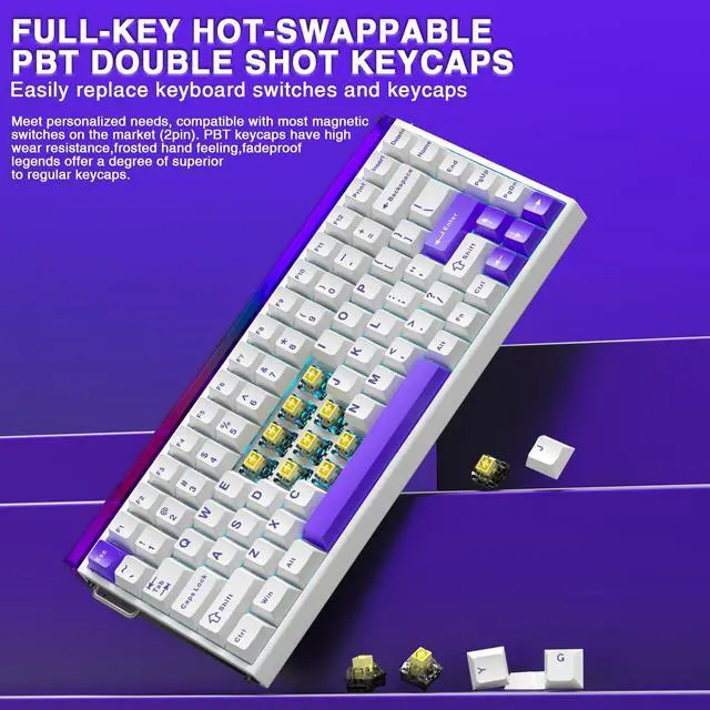 Alt view image 7 of 7 - Hero 84 HE - 75% Mechanical Gaming Keyboard Wired, Magnetic Switches Hot Swappable Hall Effect Keyboard, Rapid Trigger Mode 8000Hz Polling Rate, RGB Neon Light Box, Gamers Keyboards for PC/Mac