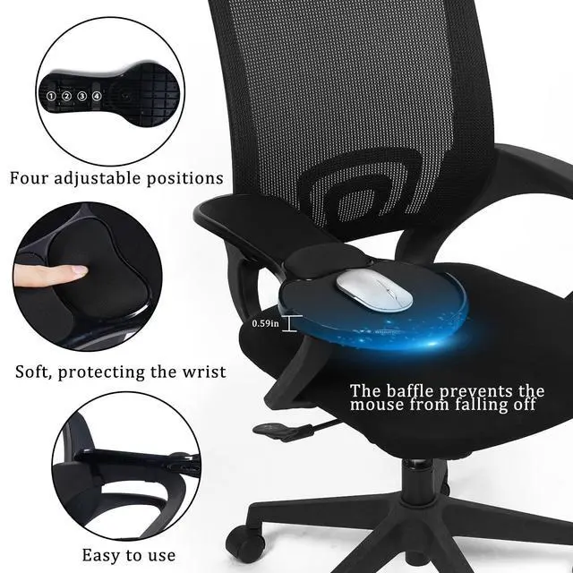 Alt view image 3 of 7 - Ergonomic Arm Rest Mouse Pads for Chairs,Mouse pad Chair Attachment