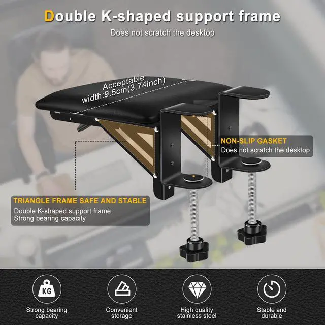 Alt view image 3 of 7 - arm Rest for Desk Adjustable Arm Rest Support for arm Support for Computer Desk Ergonomic Desk Extender Rotating Mouse Pad Holder for Table Office Chair Desk