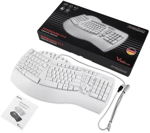 Alt view image 6 of 7 - PERIBOARD-512W Periboard-512 Ergonomic Split Keyboard - Natural Ergonomic Design - White - Bulky Size 19.09"X9.29"X1.73", US English Layout