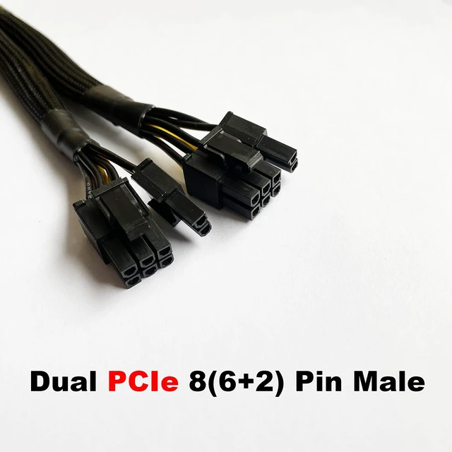 Alt view image 3 of 6 - GPU PCI-e 8 Pin Female to Dual 8(6+2) Pin Male PCI Express Braided Sleeved Splitter Power Cable 8.7 inches/22cm