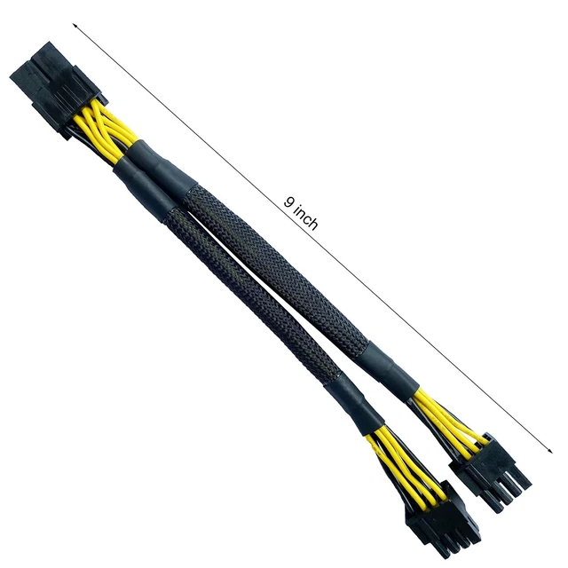 Alt view image 5 of 6 - GPU PCI-e 8 Pin Female to Dual 8(6+2) Pin Male PCI Express Braided Sleeved Splitter Power Cable 8.7 inches/22cm