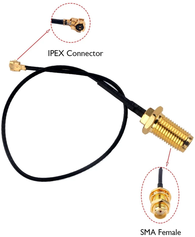 Alt view image 2 of 4 - Geekstory 4PCS 2.4G 3DBI WiFi Antenna with 16cm Extended Cable U.FL to Female SMA for Arduino CC3000 ESP8266