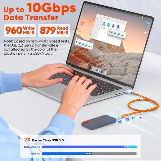 Alt view image 4 of 7 - USB to USB C Data Cable 10ft 2Pack, 3A&10Gbps USB 3.2 Superspeed Long USB A to Type C Cord Braided for Controller Charging PS5 DualSense/Edge, X-box Series S/X, Elite Series 2, Switch, Phones, Laptop