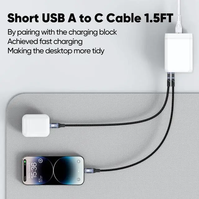 Alt view image 5 of 7 - USB to USB C Data Cable 1.5ft 10Gbps USB 3.1/3.2 Type C Data Transfer