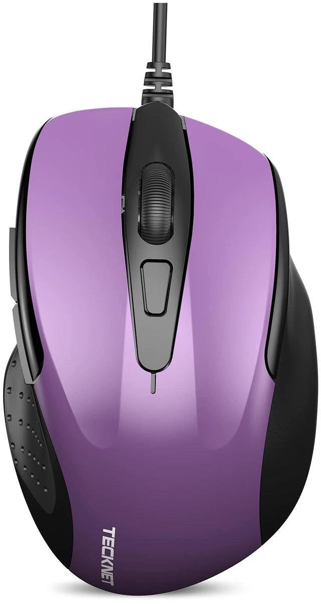 Main image of USB Wired 6-Button Mouse with 4 Adjustable DPI, Optical Computer with Ergonomic Design and 5FT Cord for Laptop, Chromebook, PC, Desktop, Mac, Notebook - Purple