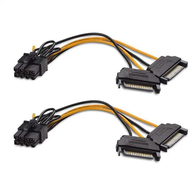 Main image of 2-Pack 8 Pin to SATA Power Cable (SATA to 8 Pin PCIe) - 5 Inches