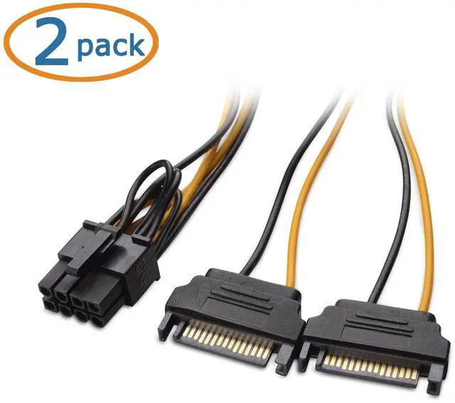 Alt view image 2 of 4 - 2-Pack 8 Pin to SATA Power Cable (SATA to 8 Pin PCIe) - 5 Inches