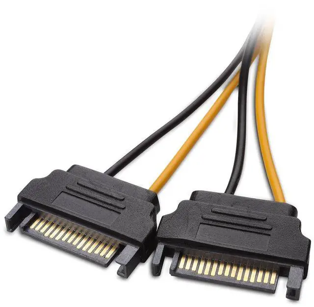 Alt view image 4 of 4 - 2-Pack 6 Pin PCIe to Dual SATA Power Cable 4 Inches, 2X SATA to 6 Pin PCIe
