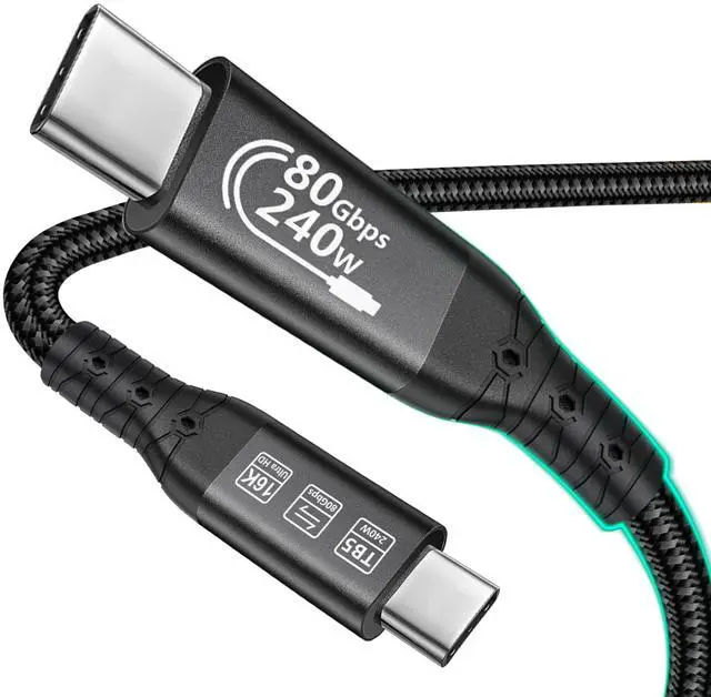 Main image of Thunderbolt 5 Cable 3.3ft USB 4,High Speed USB-C Up to 120Gbps Bandwidth,240W PD3.1 Fast Charging,80Gbps Data Transfer,Compatible for Ultra MacBook Pro iPhone 17/16/15 Mac mini M4,16K Display