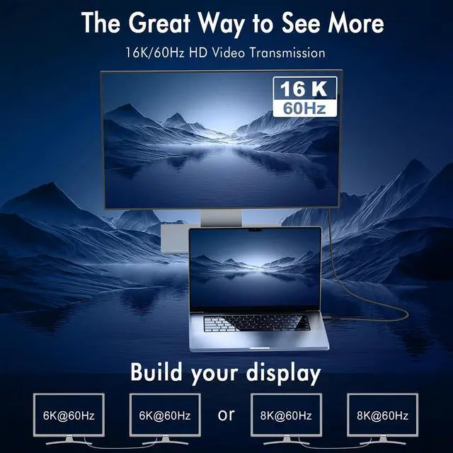 Alt view image 5 of 7 - Thunderbolt 5 Cable 3.3ft USB 4,High Speed USB-C Up to 120Gbps Bandwidth,240W PD3.1 Fast Charging,80Gbps Data Transfer,Compatible for Ultra MacBook Pro iPhone 17/16/15 Mac mini M4,16K Display