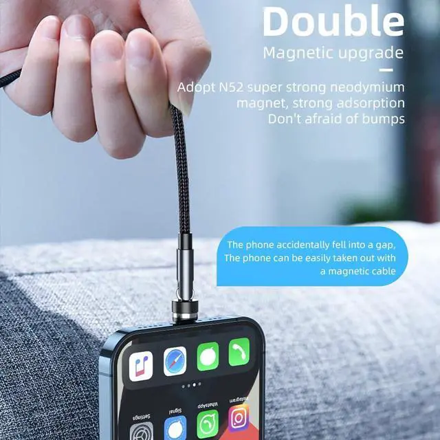 Alt view image 3 of 6 - 540 Rotation Nylon Braided USB C Magnetic Phone Charger (7-Pack, 1.6ft/3.3ft/3.3ft/6.6ft/6.6ft/10ft/10ft) - 3 in 1 Magnetic Cable Compatible with Micro USB, Type C iProduct etc