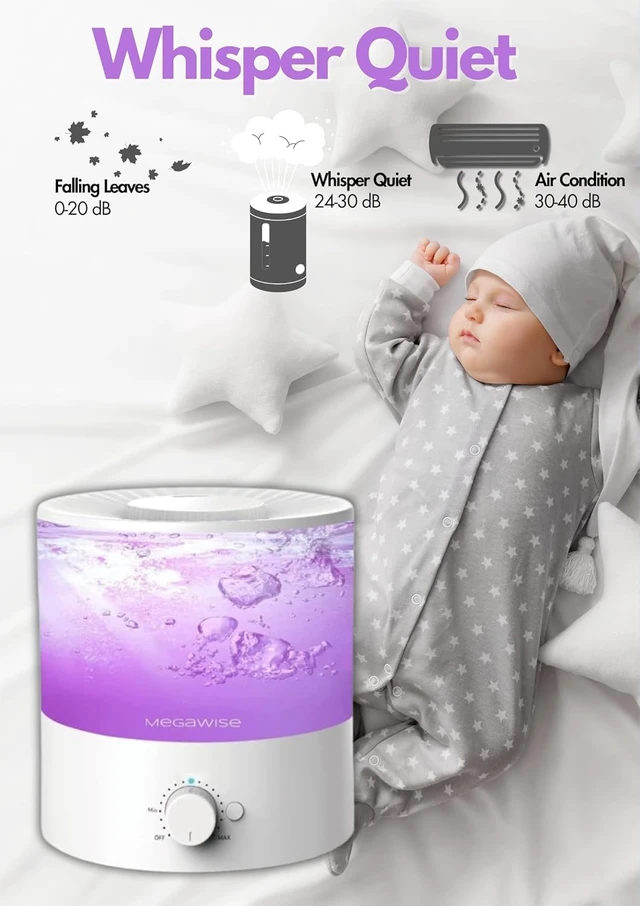 Alt view image 5 of 5 - SK7620 Ultrasonic Air Humidifier 2L Quiet Night Light | 2L capacity, <28dB quiet operation, 150ml/h adjustable mist, color night light, and auto shut-off.