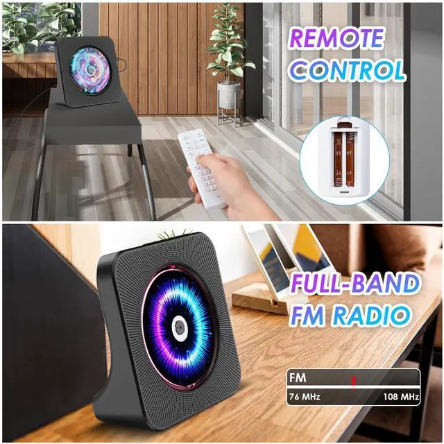 Alt view image 5 of 7 - CD Player Portable Bluetooth Desktop CD Player for Home with Timer Built-in HiFi Speakers with LCD Screen Display Boombox FM Radio USB Type-c (Black)