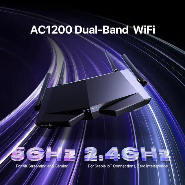 Alt view image 2 of 6 - AC1200 Smart WiFi Router, High Speed Dual Band Wireless Internet Router with Smart APP, 4 x 100 Mbps Fast Ethernet Ports, Supports Guest WiFi, Access Point Mode, IPv6 and Parental Controls(AC6)