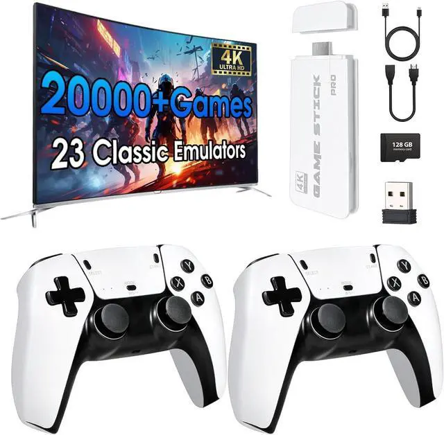 Main image of 2026 New Edition Retro Wireless Gaming Console 128GB Large Storage 23 Emulators Compatible with 20,000+ Games Dual 2.4GHz Wireless Controllers 4K HD TV Gaming Stick Plug and Play